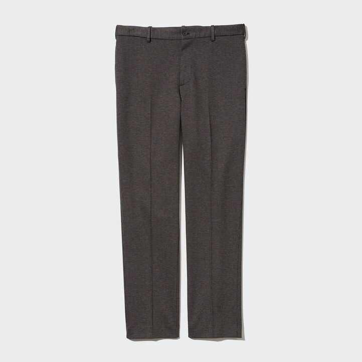 uniqlo herrenhose mit hahnentrittmuster knöchellänge dunkelbraun
