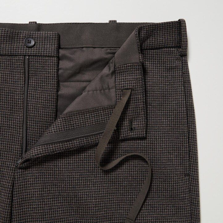 uniqlo herrenhose mit hahnentrittmuster knöchellänge dunkelbraun