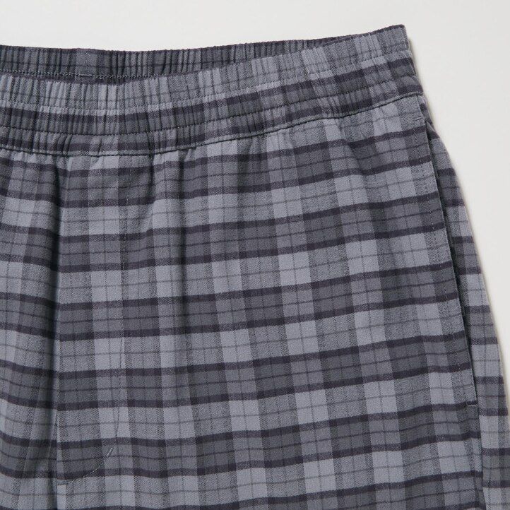 graue uniqlo flanellhose mit einfachem muster knöchellang
