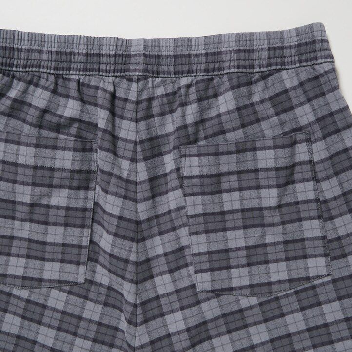 graue uniqlo flanellhose mit einfachem muster knöchellang