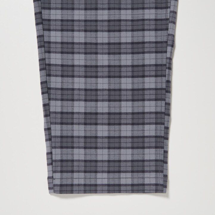 graue uniqlo flanellhose mit einfachem muster knöchellang