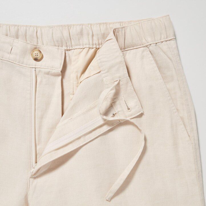 uniqlo herrenhose in olivgrün leinenmischung bequeme passform