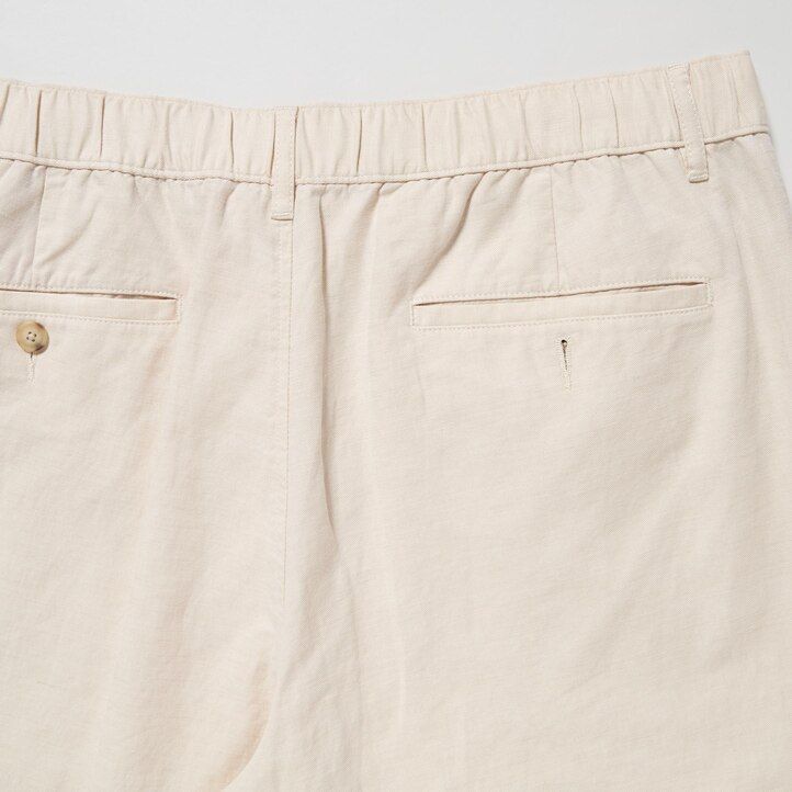 uniqlo herrenhose in olivgrün leinenmischung bequeme passform