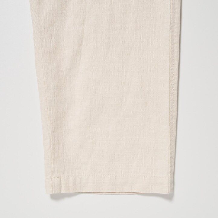uniqlo herrenhose in olivgrün leinenmischung bequeme passform