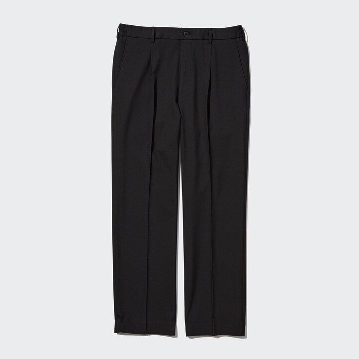 uniqlo herrenhose mit zwei-wege-stretch bundfalten und schmal zulaufendem bein beige