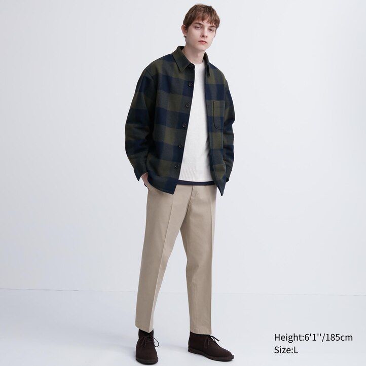 beige herren-hose von uniqlo modell smart cotton like knöchellang