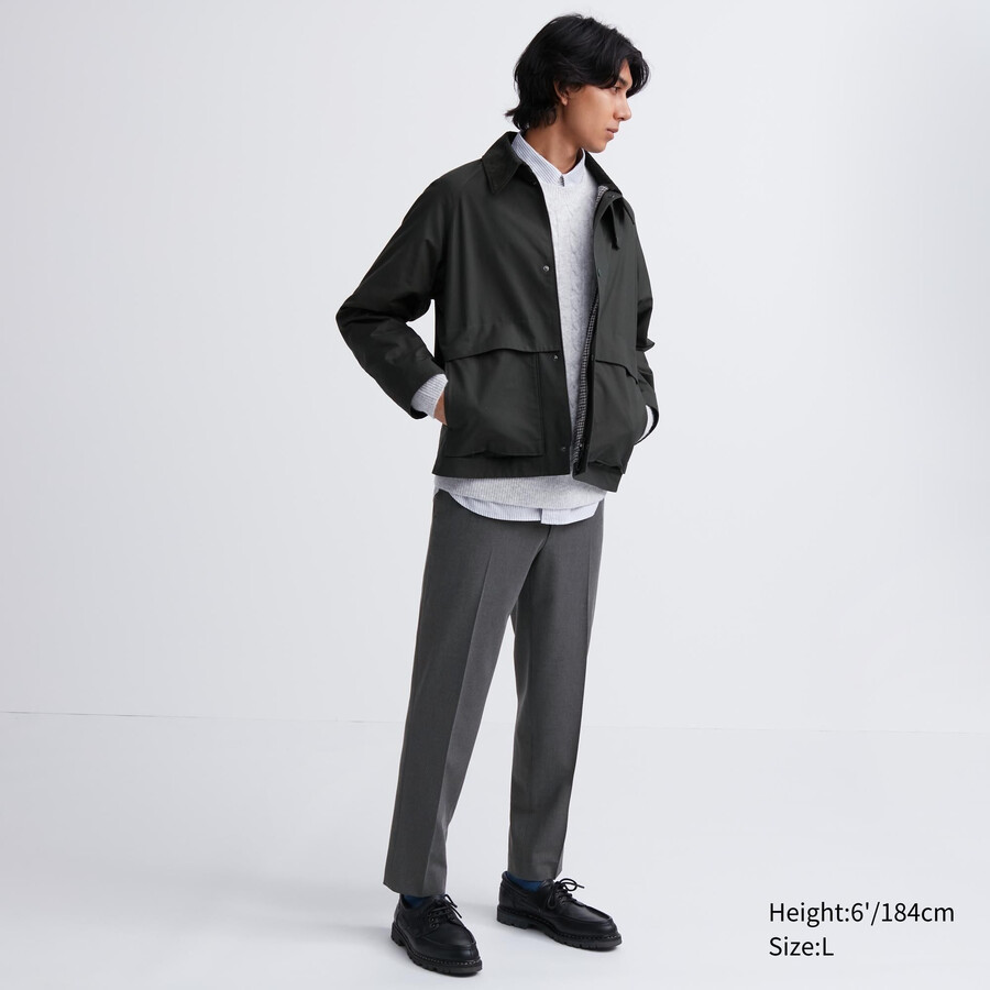 graue herren-hose von uniqlo aus smart wool knöchellang