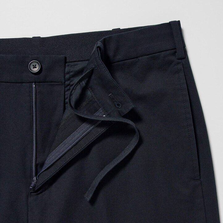 beige uniqlo smart cotton herrenhose knöchellang
