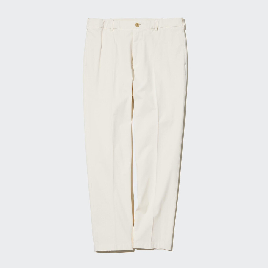 weiße uniqlo smart cotton herrenhose in knöchellänge