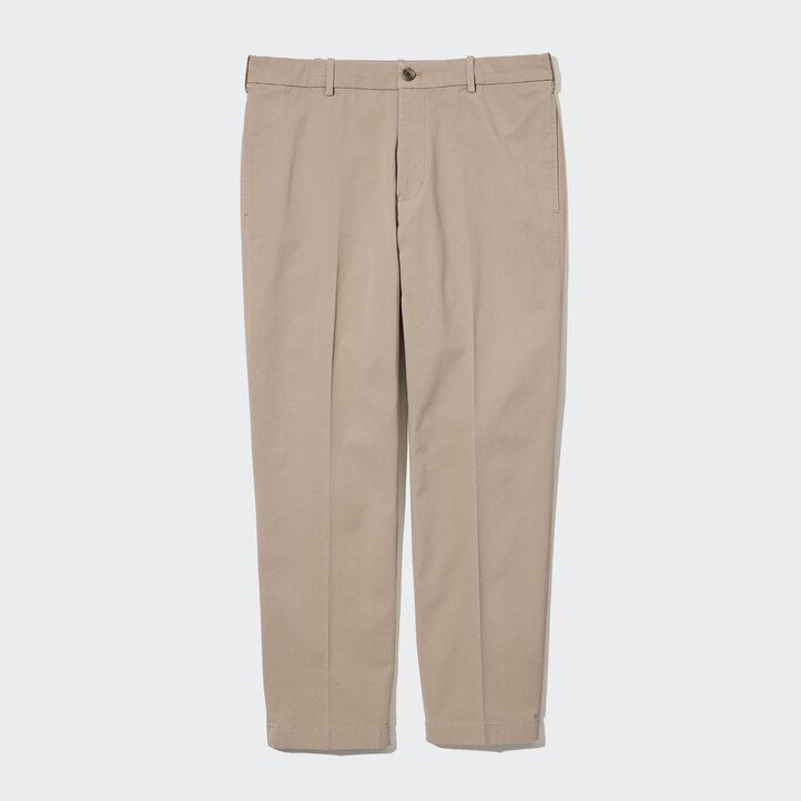 uniqlo smart cotton herrenhose in olivgrün knöchellang