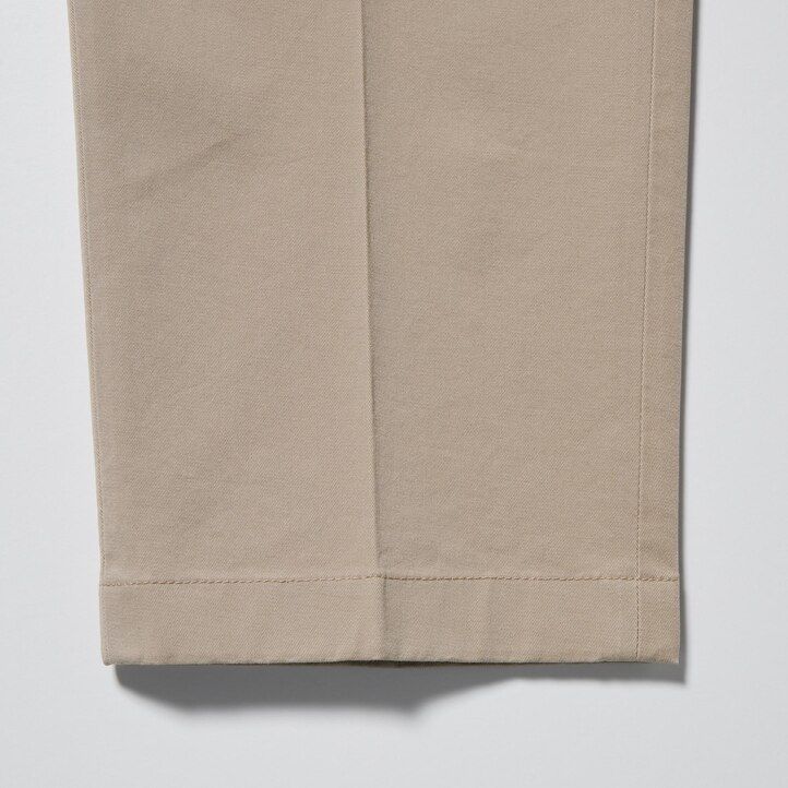 uniqlo smart cotton herrenhose in olivgrün knöchellang