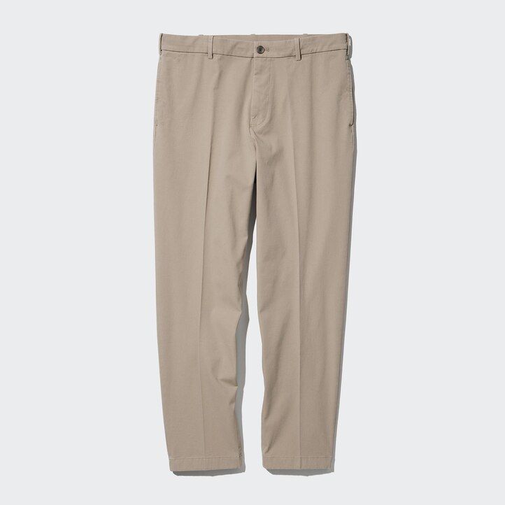 marineblaue uniqlo smart cotton herrenhose in knöchellänge