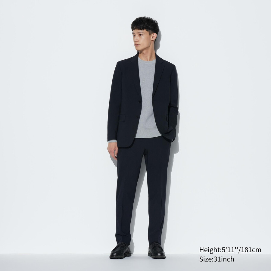 uniqlo airsense ultraleichte herrenhose in wolloptik marineblau