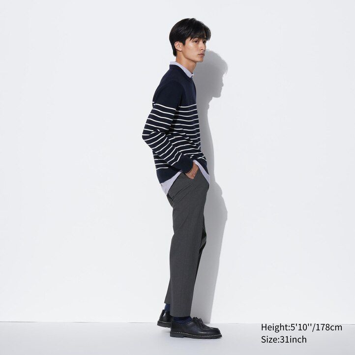 uniqlo airsense ultraleichte herrenhose in wolloptik marineblau