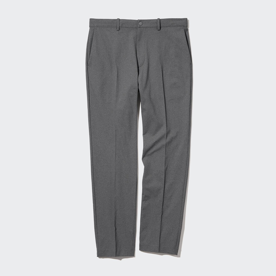 graue uniqlo smart ultra stretch herrenhose in knöchellänge
