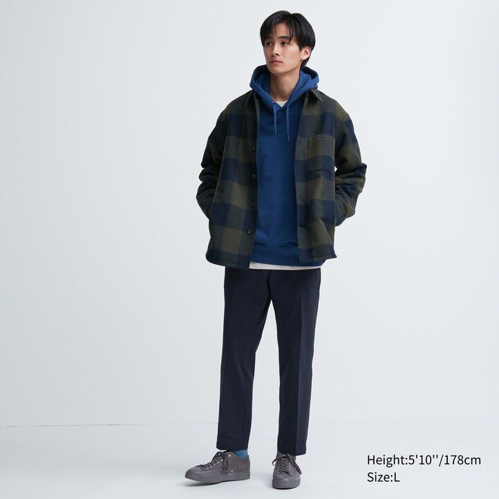 graue uniqlo smart ultra stretch herrenhose in knöchellänge