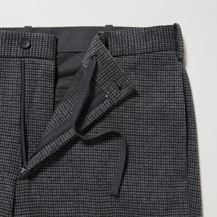graue uniqlo herren-hose „smart gun club mit karomuster knöchellang