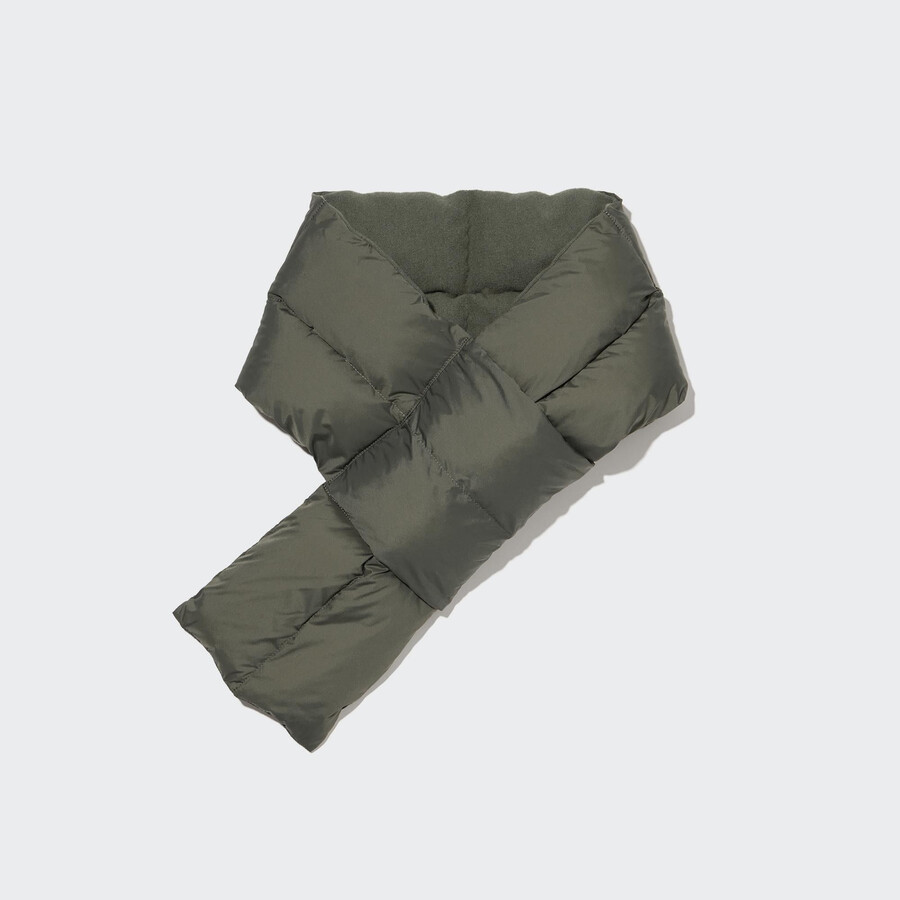 uniqlo heattech gefütterter wattierter schal damentaschen olivgrün