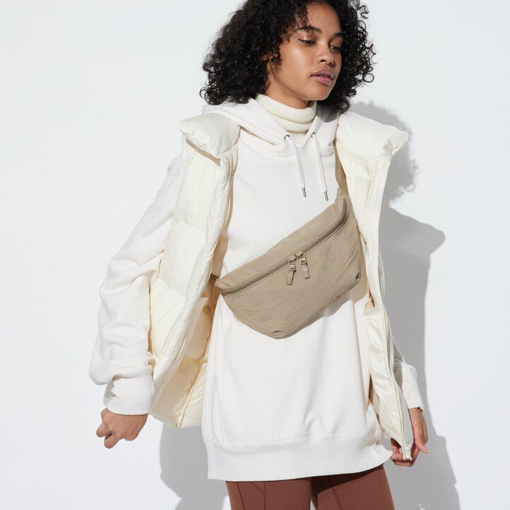 uniqlo nylon-umhängetasche für damen beige