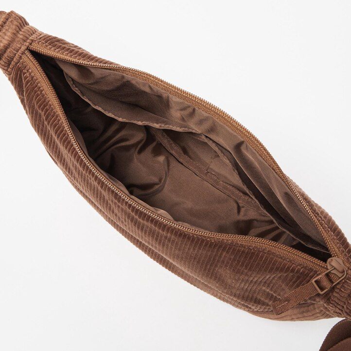 uniqlo mini-schultertasche in olivgrün rund aus cord damentaschen