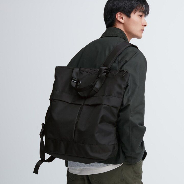 schwarze uniqlo damen-mehrzwecktasche zweifach tragbar