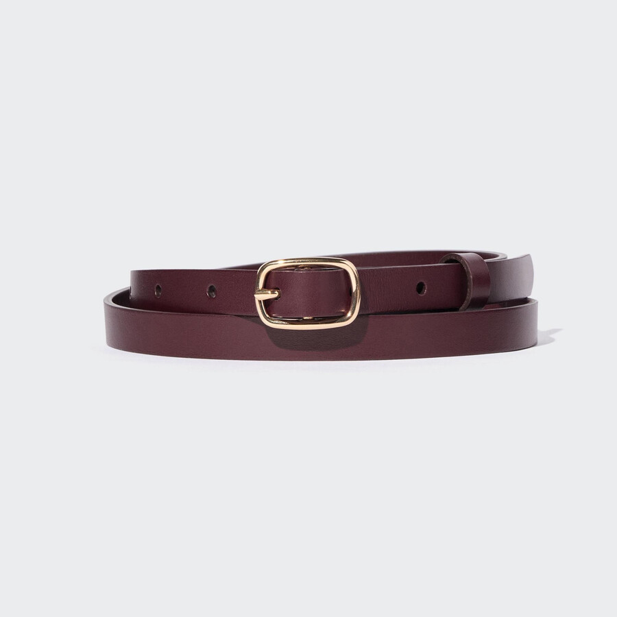 burgunderfarbene uniqlo skinny belt damentaschen
