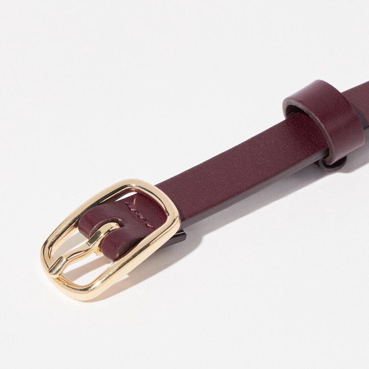 burgunderfarbene uniqlo skinny belt damentaschen