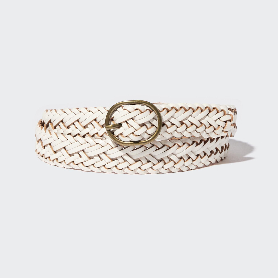 weiße uniqlo gürteltaschen aus mesh-leder für damen mit runder schnalle