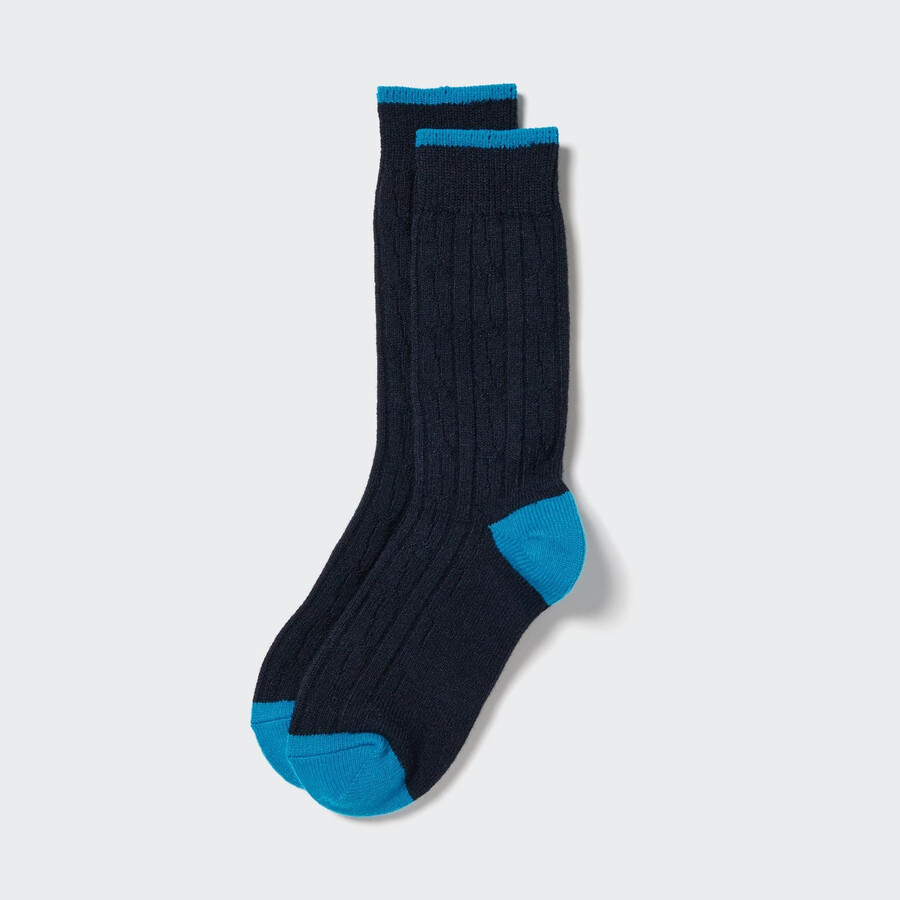 uniqlo damen-thermosocken aus wärmendem strick marineblau