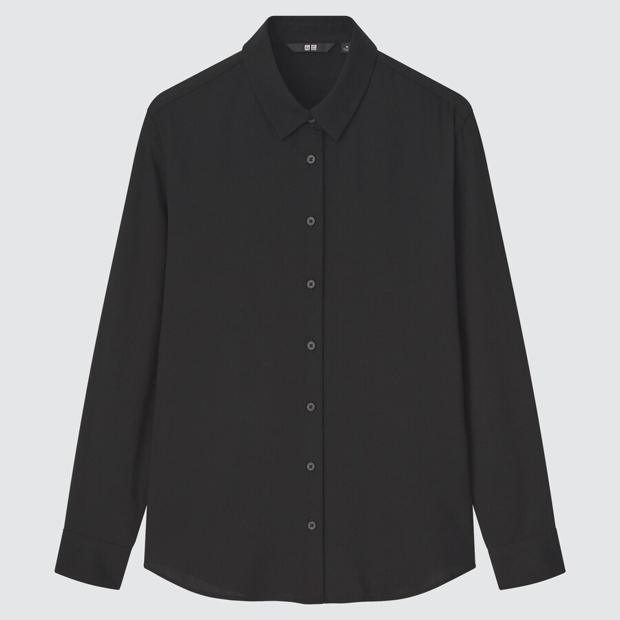 uniqlo damenbluse mit Ärmeln aus viskose schwarz