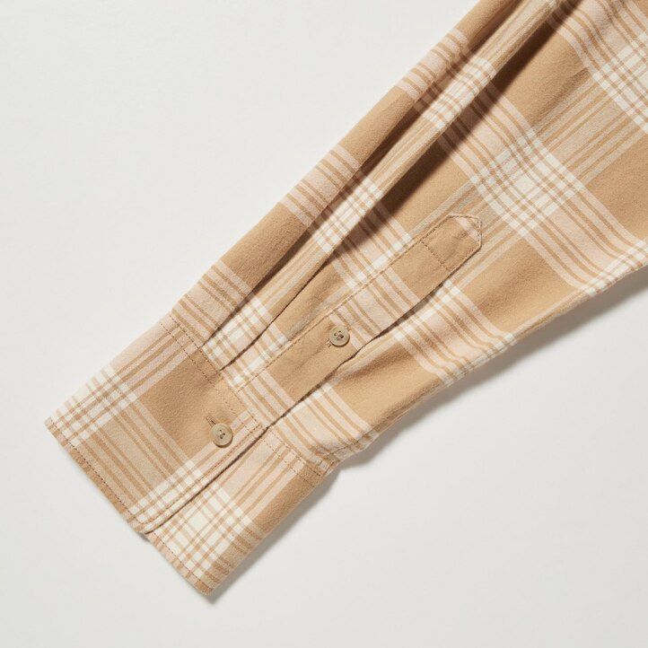 uniqlo flanellbluse mit karomuster damen beige