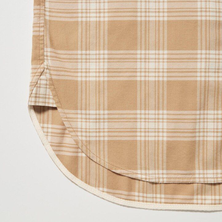 uniqlo flanellbluse mit karomuster damen beige