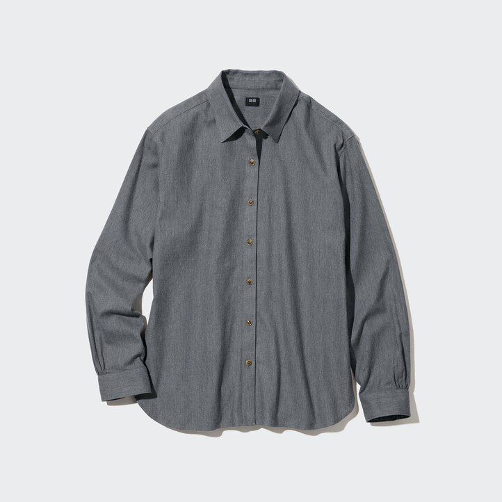 rosa damenbluse von uniqlo mit weichen angerauten Ärmeln