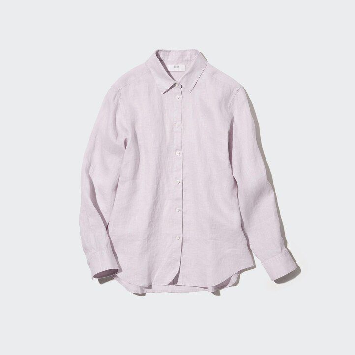 weiße uniqlo damenbluse mit Ärmeln aus 100 premium-leinen