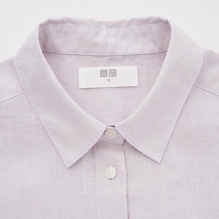 weiße uniqlo damenbluse mit Ärmeln aus 100 premium-leinen