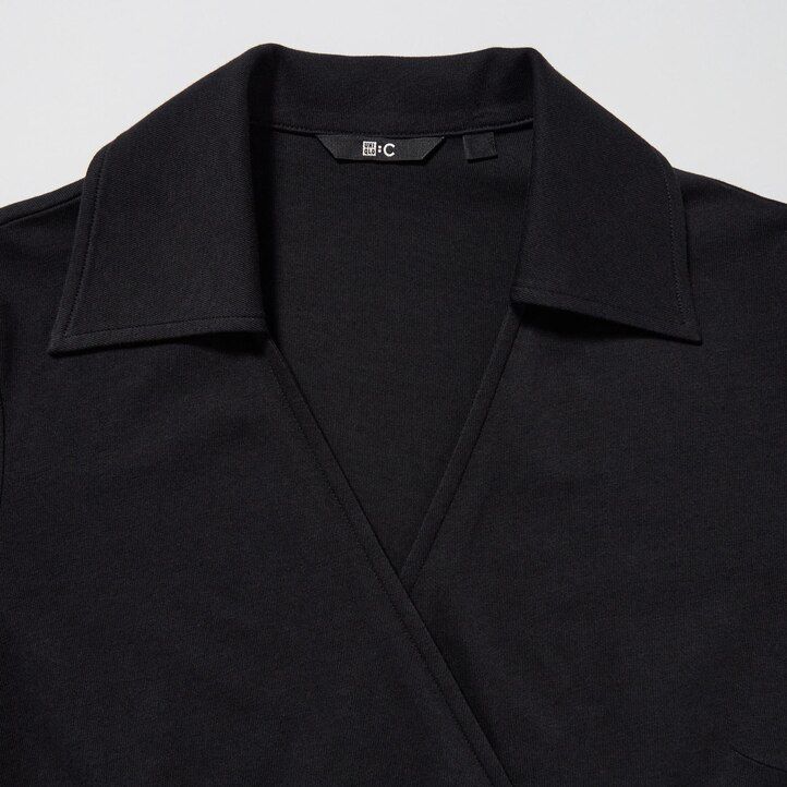 schwarzes uniqlo wickelkleid mit langen Ärmeln für damen