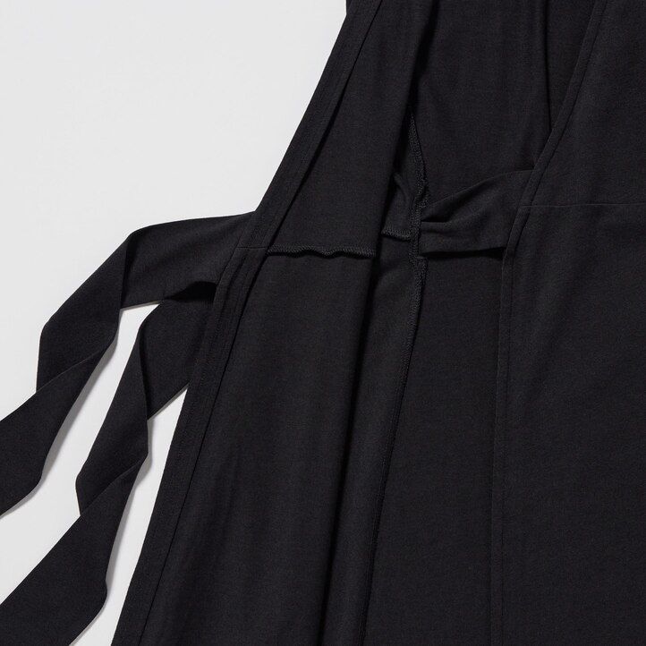 schwarzes uniqlo wickelkleid mit langen Ärmeln für damen