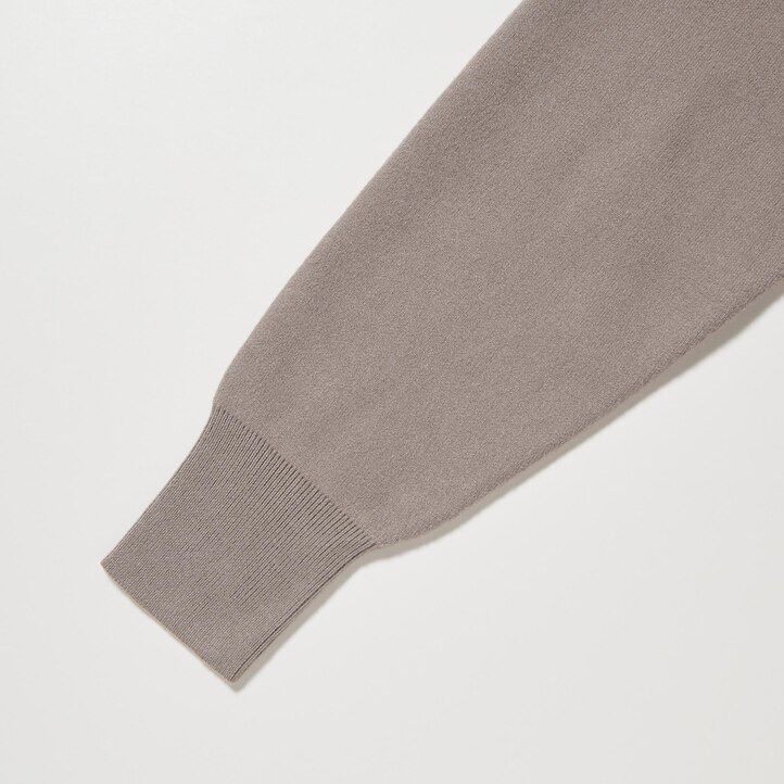 grünes uniqlo souffle garn-kleid für damen mit glatten Ärmeln