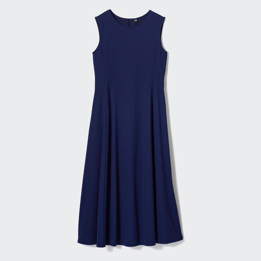 marineblaues ärmelloses uniqlo airism ultra stretch-kleid für damen