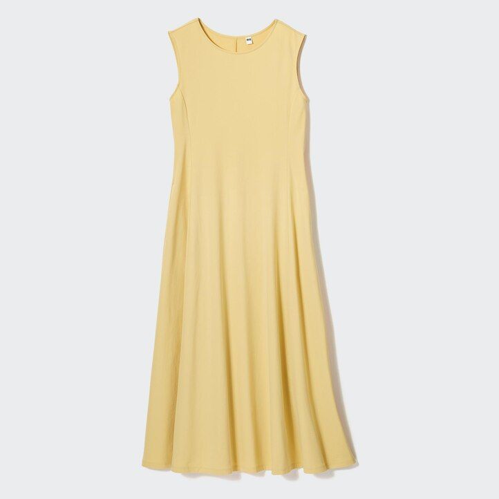 marineblaues ärmelloses uniqlo airism ultra stretch-kleid für damen