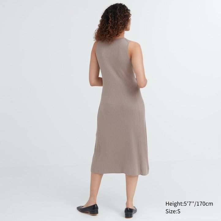 uniqlo ärmelloses strickkleid aus baumwollmischgewebe rot