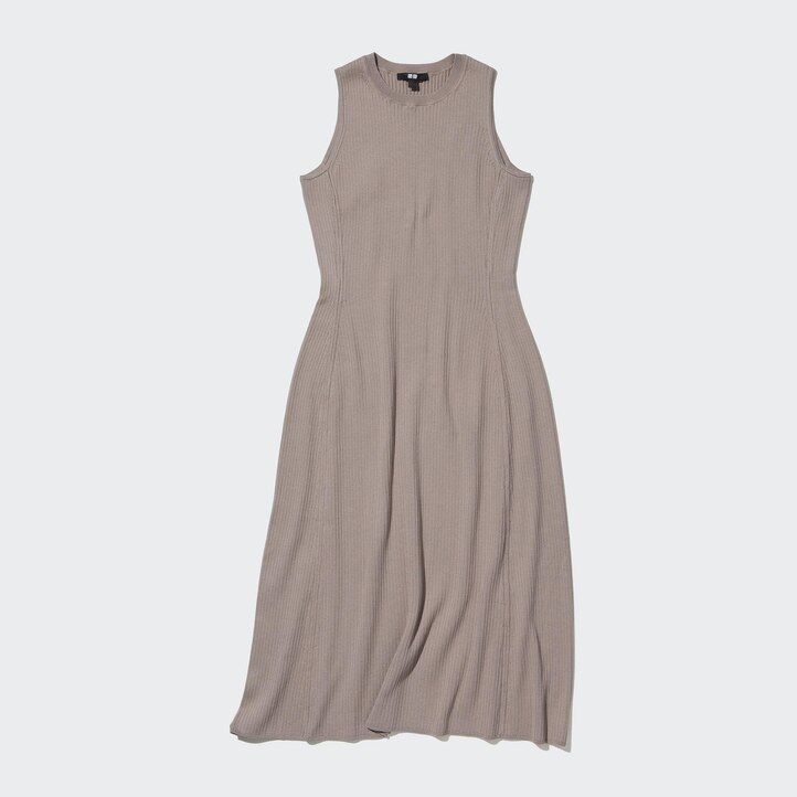 uniqlo ärmelloses strickkleid aus baumwollmischgewebe rot