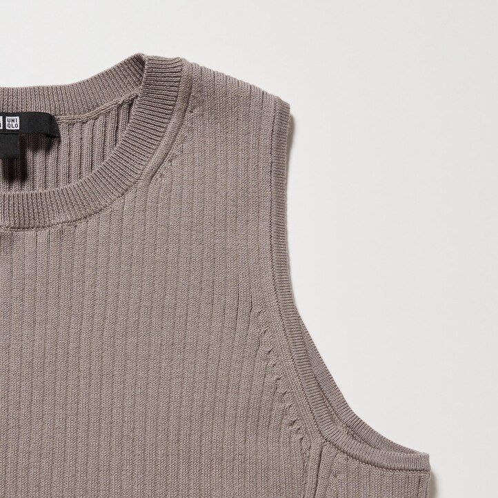 uniqlo ärmelloses strickkleid aus baumwollmischgewebe rot
