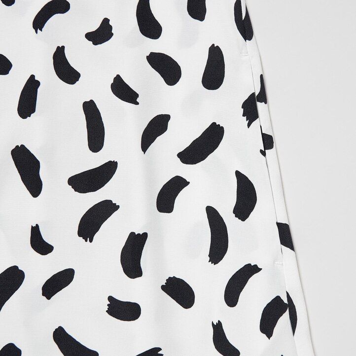 uniqlo damenkleid mit print und ballonärmeln weiß