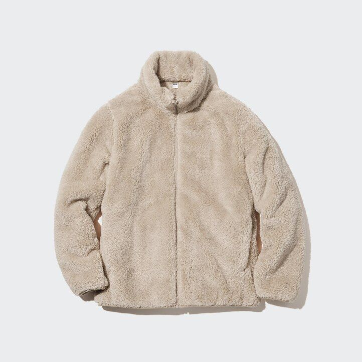 uniqlo flauschige fleecejacke mit reißverschluss für damen schwarz