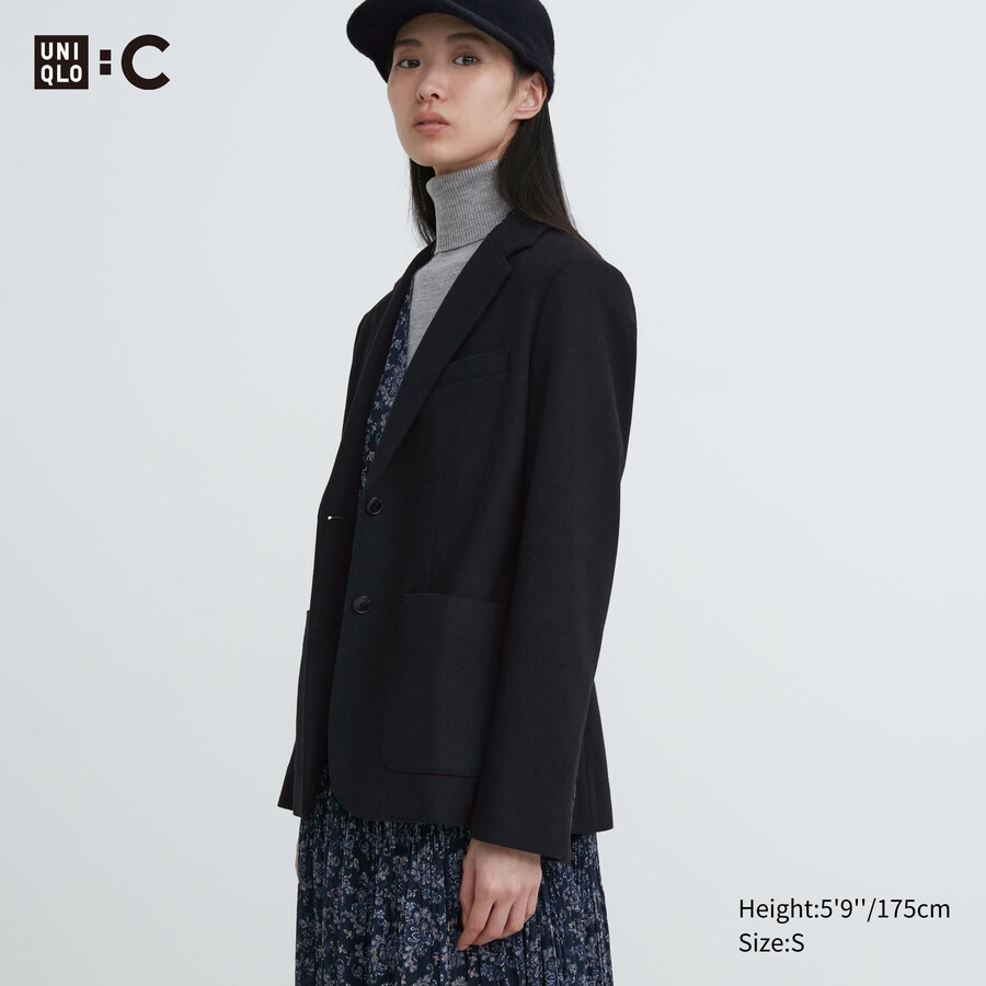 uniqlo damenjacken aus gebürstetem jersey schwarz