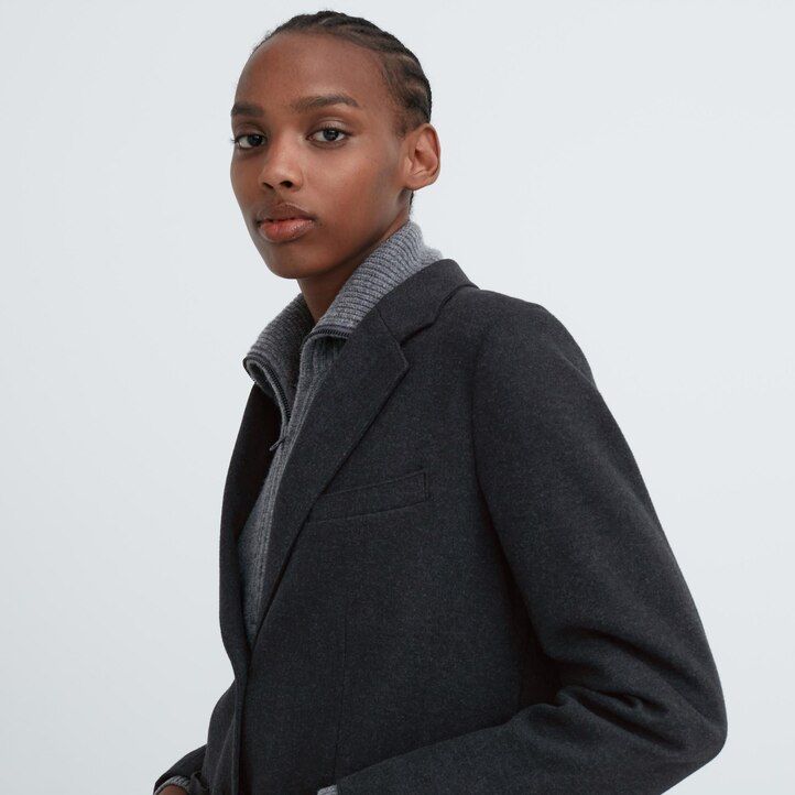 uniqlo damenjacken aus gebürstetem jersey schwarz