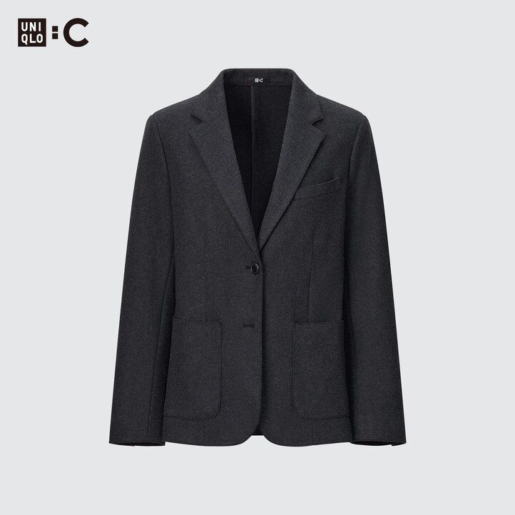 uniqlo damenjacken aus gebürstetem jersey schwarz