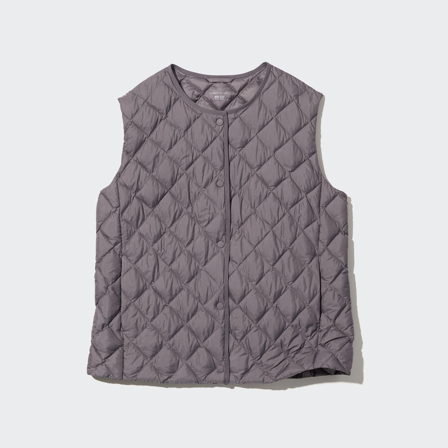 graue warme wattierte steppjacken von uniqlo für damen