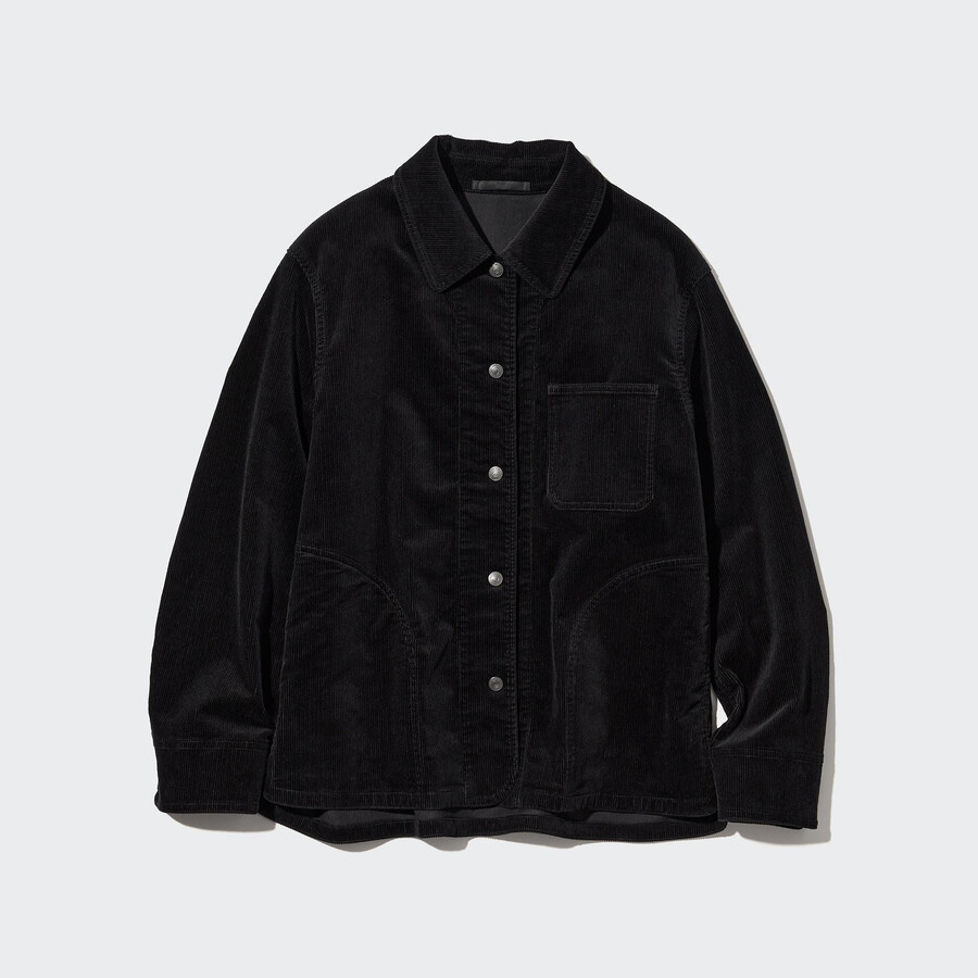 schwarze cord-overalljacken für damen von uniqlo